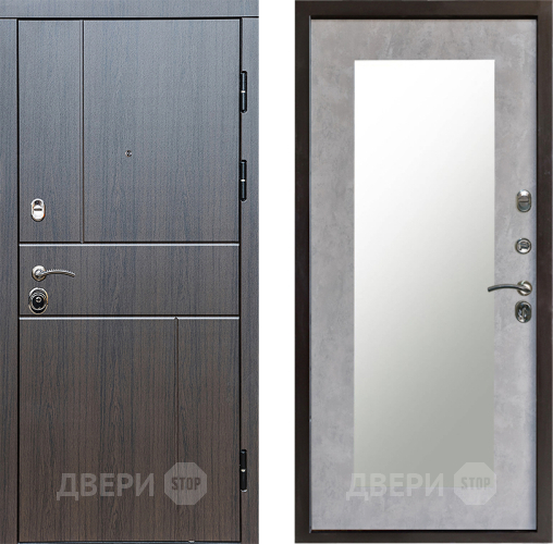 Входная металлическая Дверь Престиж Горизонт Венге Зеркло Пастораль Бетон светлый в Люберцах