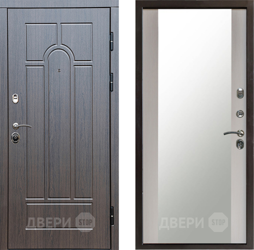 Входная металлическая Дверь Престиж Арка Зеркало Лиственница белая в Люберцах