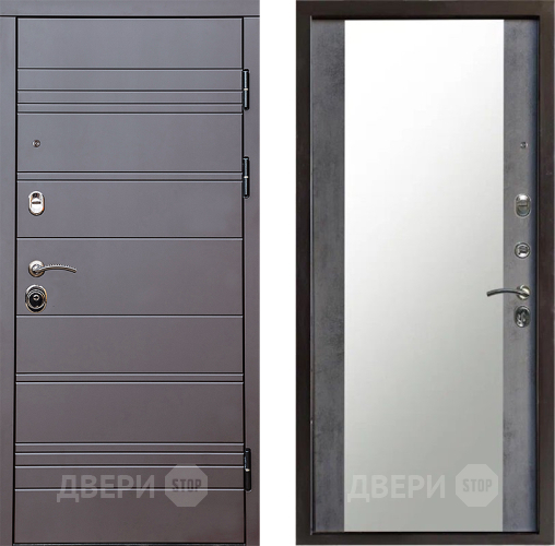 Дверь Престиж Линия Браун Зеркало Бетон темный в Люберцах