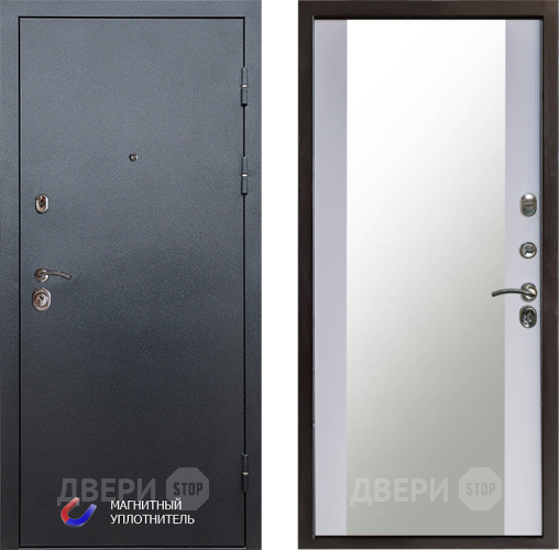 Дверь Престиж Графит Зеркало Белый софт в Люберцах
