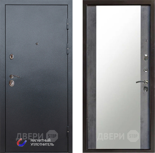 Дверь Престиж Графит Зеркало Бетон темный в Люберцах