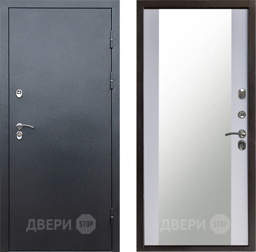 Дверь Престиж TERMO с терморазрывом Снегирь Серебро Зеркало Белый софт в Люберцах