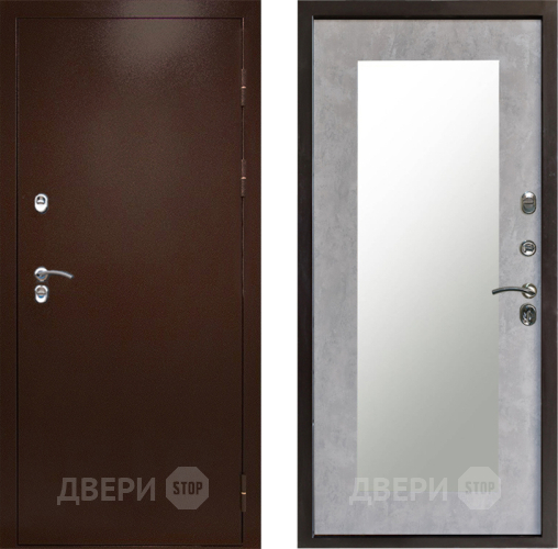Входная металлическая Дверь Престиж TERMO с терморазрывом Снегирь Медь Зеркало пастораль Бетон светлый в Люберцах