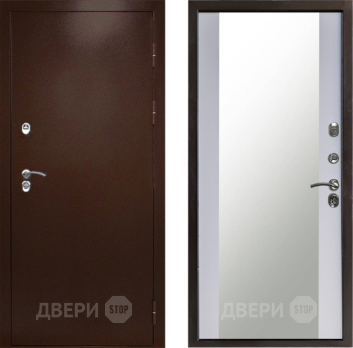 Дверь Престиж TERMO с терморазрывом Снегирь Медь Зеркало Белый софт в Люберцах