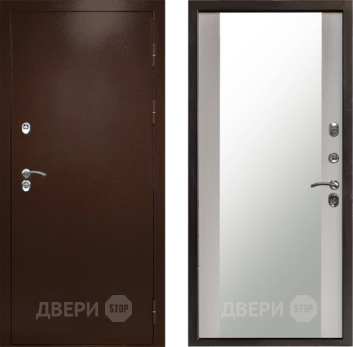 Входная металлическая Дверь Престиж TERMO с терморазрывом Снегирь Медь Зеркало Лиственница белая в Люберцах