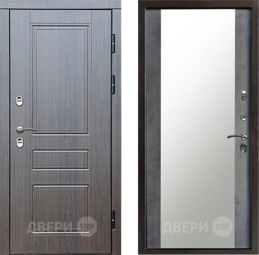 Входная металлическая Дверь Престиж TERMO с терморазрывом Классика Зеркало Бетон темный в Люберцах