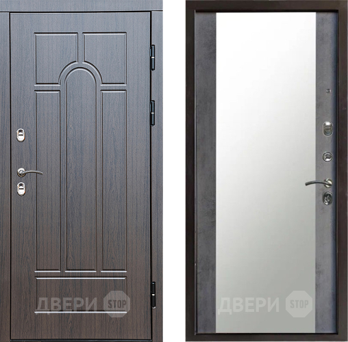 Входная металлическая Дверь Престиж TERMO с терморазрывом Арка Зеркало Бетон темный в Люберцах