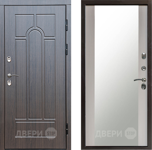 Входная металлическая Дверь Престиж TERMO с терморазрывом Арка Зеркало Лиственница белая в Люберцах