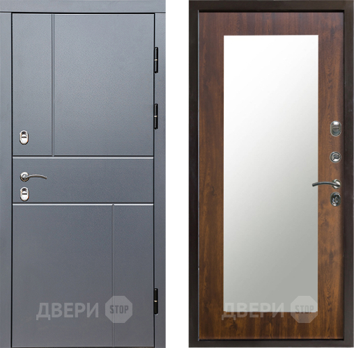 Входная металлическая Дверь Престиж TERMO с терморазрывом Горизонт Грэй Зеркало пастораль Дуб в Люберцах