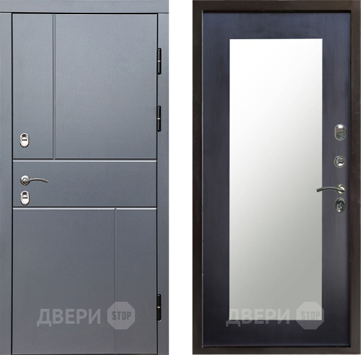 Входная металлическая Дверь Престиж TERMO с терморазрывом Горизонт Грэй Зеркало пастораль Венге в Люберцах