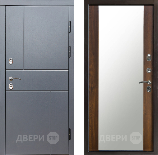 Входная металлическая Дверь Престиж TERMO с терморазрывом Горизонт Грэй Зеркало Дуб в Люберцах