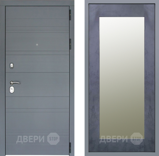 Дверь Заводские двери Лира Софт графит Зеркало Модерн Бетон темный в Люберцах