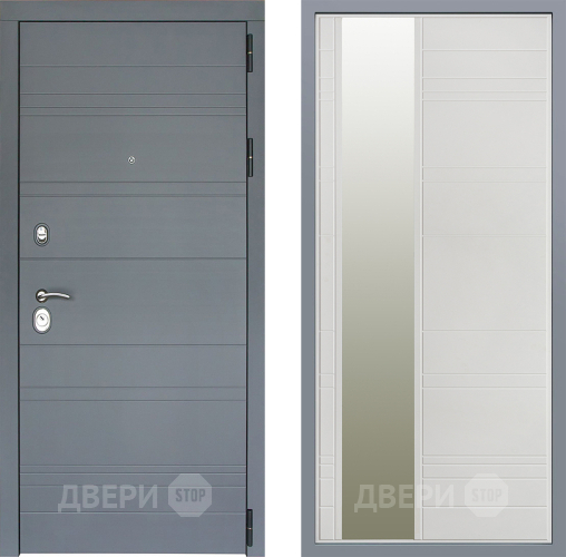 Дверь Заводские двери Лира Софт графит Зеркало Лира Белый софт в Люберцах
