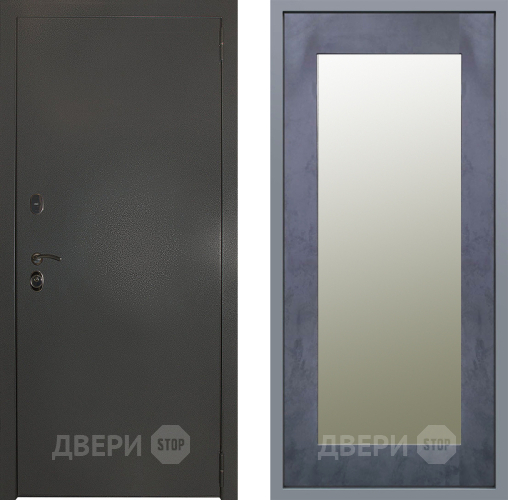 Дверь Заводские двери Эталон 3к антик серебро Зеркало Модерн Бетон темный в Люберцах