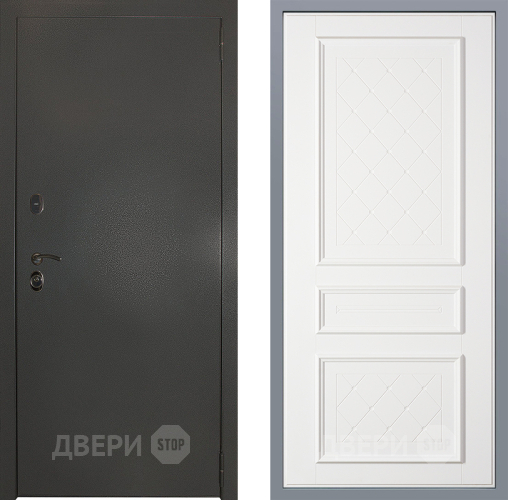 Дверь Заводские двери Эталон 3к антик серебро Урбино Белый софт в Люберцах