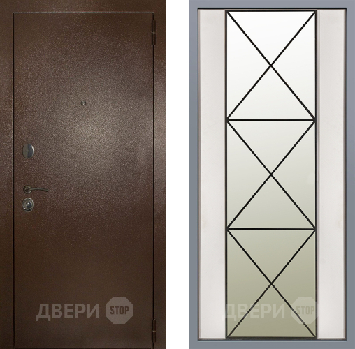 Дверь Заводские двери Эталон 3к антик медь Зеркало Перфекто Структурное дерево в Люберцах