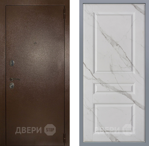 Дверь Заводские двери Эталон 3к антик медь Стокгольм Мрамор белый в Люберцах