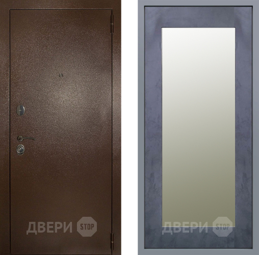 Дверь Заводские двери Эталон 3к антик медь Зеркало Модерн Бетон темный в Люберцах