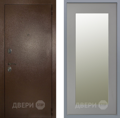 Дверь Заводские двери Эталон 3к антик медь Зеркало Модерн Грей софт в Люберцах