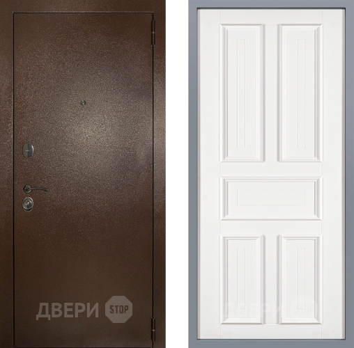 Дверь Заводские двери Эталон 3к антик медь Уругвай Белый софт в Люберцах
