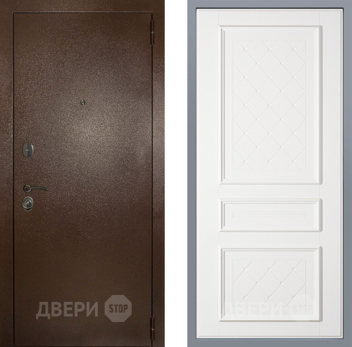 Дверь Заводские двери Эталон 3к антик медь Урбино Белый софт в Люберцах