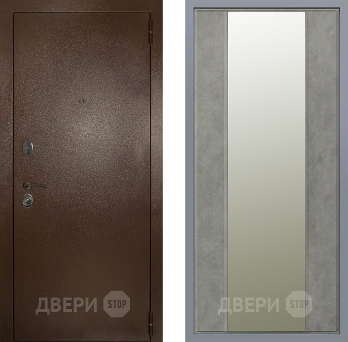 Дверь Заводские двери Эталон 3к антик медь Зеркало Макси Бетон темный в Люберцах