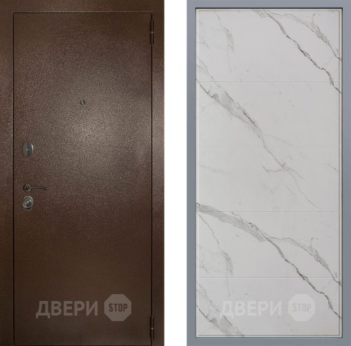 Дверь Заводские двери Эталон 3к антик медь Тривия Мрамор белый в Люберцах