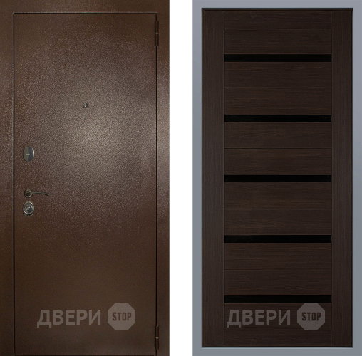 Дверь Заводские двери Эталон 3к антик медь СБ-1 орех тисненый в Люберцах