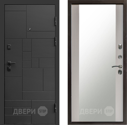 Входная металлическая Дверь Престиж Kvadro Зеркало Лиственница белая в Люберцах
