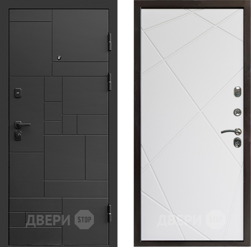 Входная металлическая Дверь Престиж Kvadro Лучи Бетон белый в Люберцах