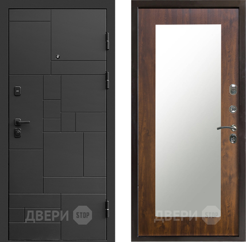 Входная металлическая Дверь Престиж Kvadro Зеркло Пастораль Дуб в Люберцах