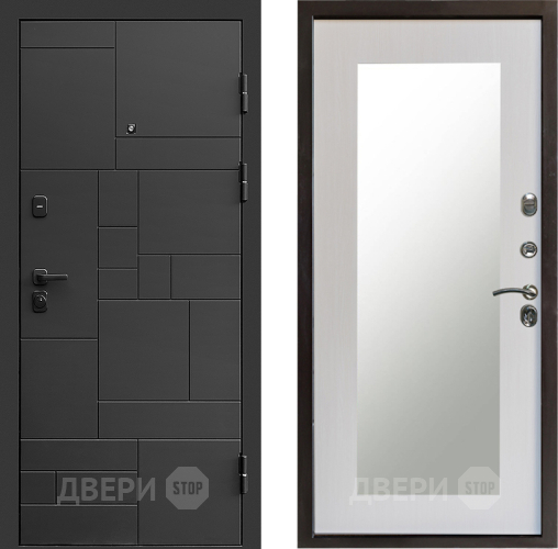 Входная металлическая Дверь Престиж Kvadro Зеркло Пастораль Лиственница белая в Люберцах