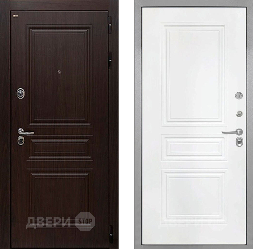 Входная металлическая Дверь Интекрон (INTECRON) Брайтон Тиковое Дерево ФЛ-243 Белый матовый в Люберцах
