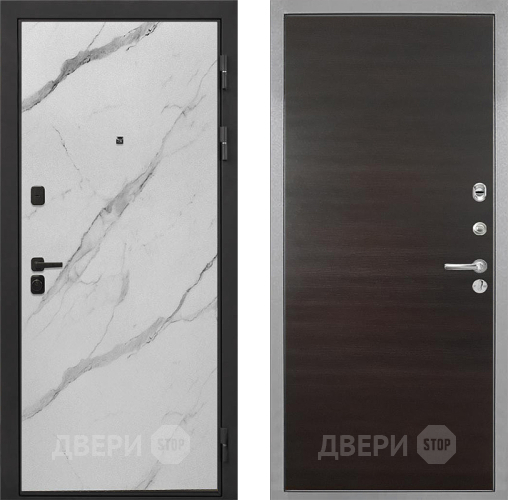 Дверь Интекрон (INTECRON) Профит Black Мрамор Арктик Гладкая Эковенге поперечный в Люберцах