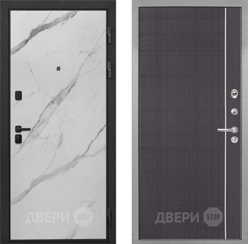 Входная металлическая Дверь Интекрон (INTECRON) Профит Black Мрамор Арктик В-07 с молдингом Венге в Люберцах