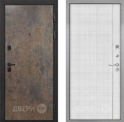 Входная металлическая Дверь Интекрон (INTECRON) Профит Black Гранж В-07 с молдингом Лофт белый в Люберцах