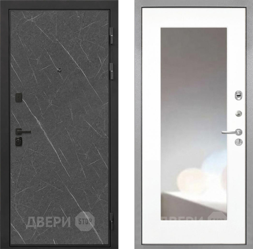 Дверь Интекрон (INTECRON) Профит Black Гранит Лава Оникс ФЛЗ-120-М Зеркало Белый матовый в Люберцах