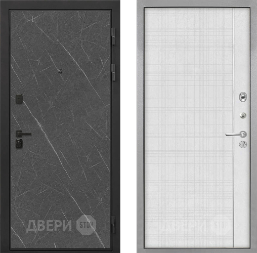 Входная металлическая Дверь Интекрон (INTECRON) Профит Black Гранит Лава Оникс В-07 с молдингом Лофт белый в Люберцах