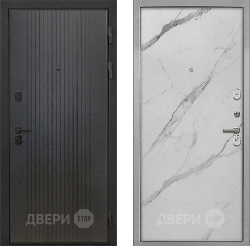 Входная металлическая Дверь Интекрон (INTECRON) Профит Black ФЛ-295 Гладкая Мрамор натуральный арктик в Люберцах