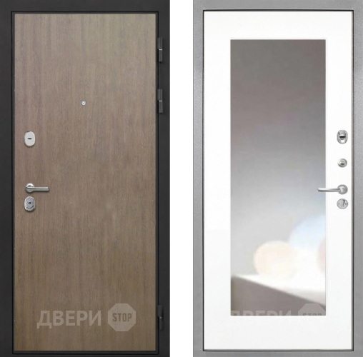 Входная металлическая Дверь Интекрон (INTECRON) Гектор Венге Коричневый ФЛЗ-120-М Зеркало Белый матовый в Люберцах