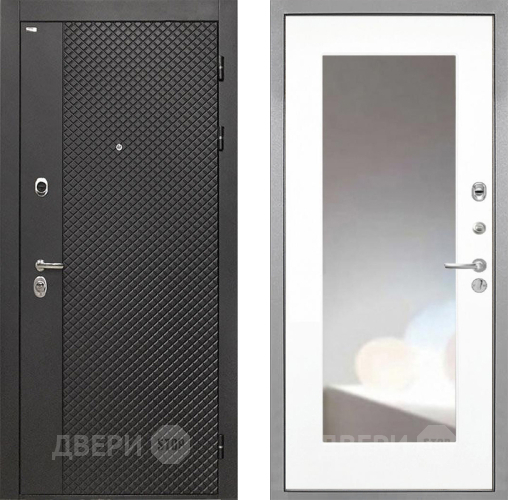 Дверь Интекрон (INTECRON) Олимпия Black 4К ФЛЗ-120-М Зеркало Белый матовый в Люберцах