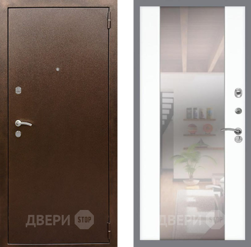 Входная металлическая Дверь Рекс (REX) 1А Медный Антик СБ-16 Зеркало Силк Сноу в Люберцах