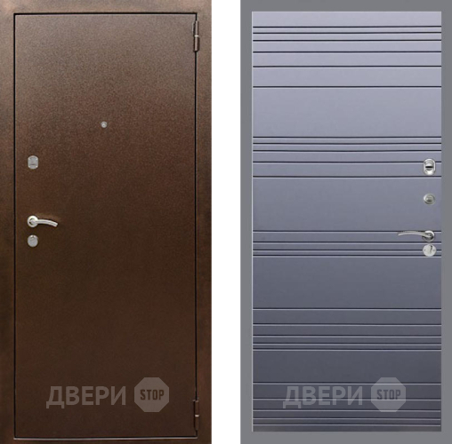 Входная металлическая Дверь Рекс (REX) 1А Медный Антик Line Силк титан в Люберцах