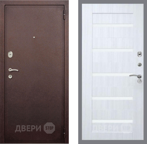 Входная металлическая Дверь Рекс (REX) 2 Медный Антик СБ-14 стекло белое Сандал белый в Люберцах
