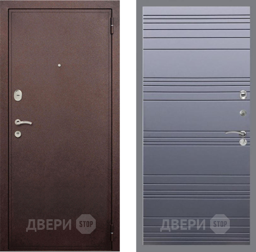 Входная металлическая Дверь Рекс (REX) 2 Медный Антик Line Силк титан в Люберцах
