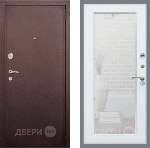 Входная металлическая Дверь Рекс (REX) 2 Медный Антик Зеркало Пастораль Белый ясень в Люберцах