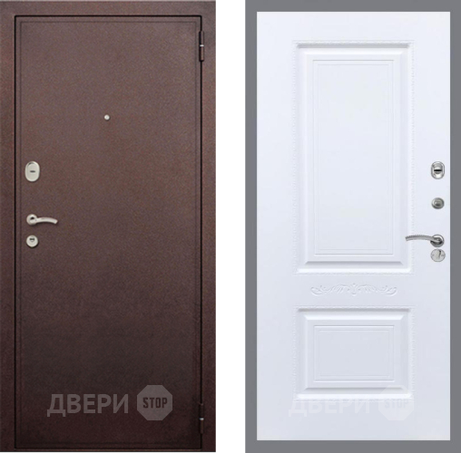 Дверь Рекс (REX) 2 Медный Антик Смальта Силк Сноу в Люберцах