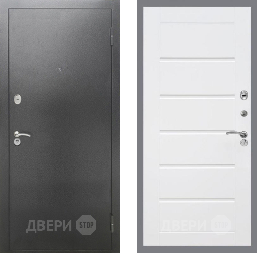 Входная металлическая Дверь Рекс (REX) 2А Серебро Антик Сити Белый ясень в Люберцах