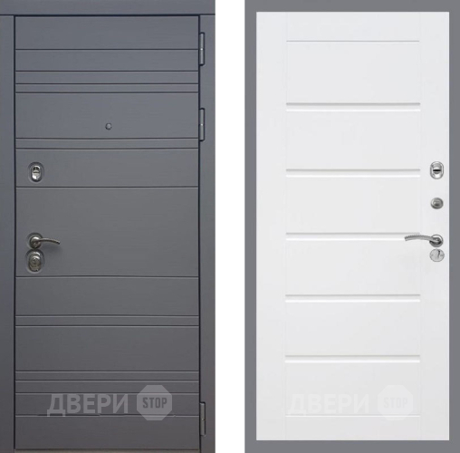 Входная металлическая Дверь Рекс (REX) 14 силк титан Сити Белый ясень в Люберцах