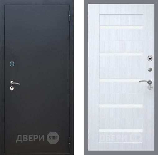 Входная металлическая Дверь Рекс (REX) 1A Черный Муар СБ-14 стекло белое Сандал белый в Люберцах